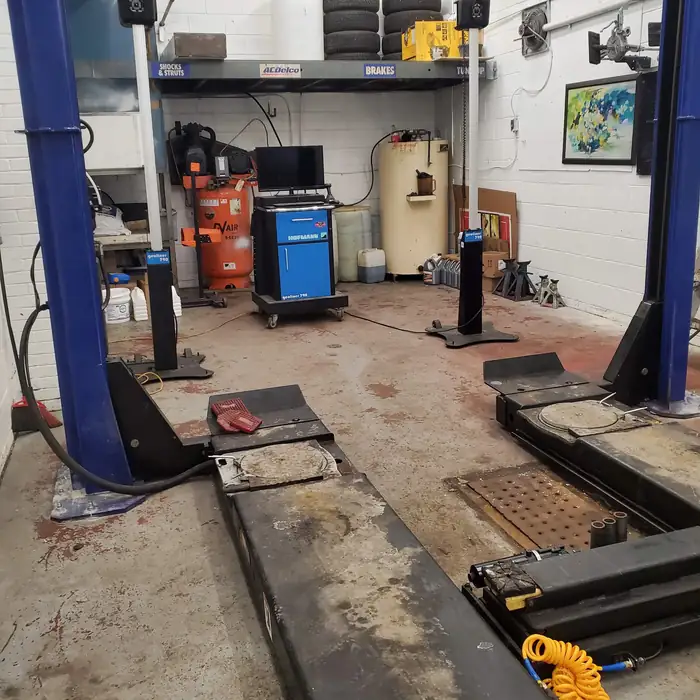 Service bay with alignment equipment