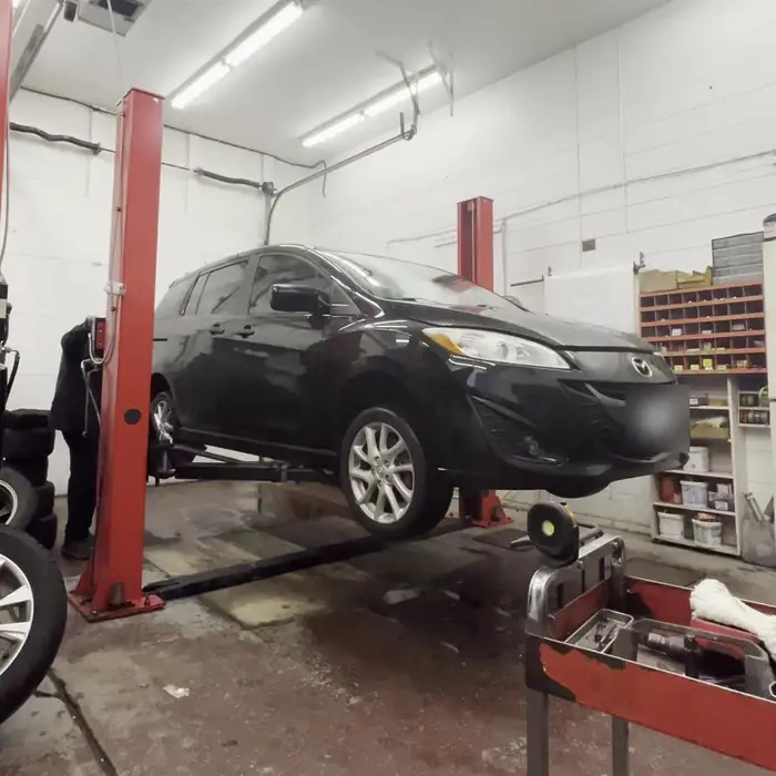 A car up on the lift